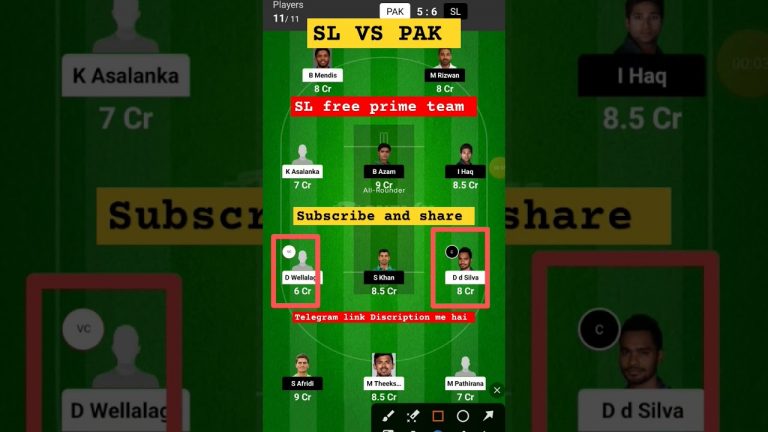 Sl vs pak l pak vs sl dream11 team l 1×11 free prime team l 5 lakhs free giveaway l gl 1cr win