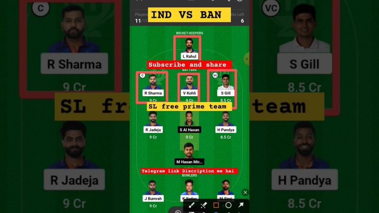 ind vs ban l ban vs ind dream11 team l gl free prime team l 2 cr win tips and team