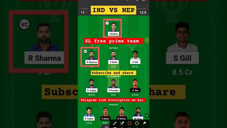 ind vs nep l nep vs ind dream11 team l gl free prime team l 2 cr win tips and team