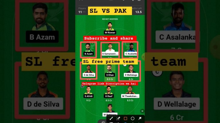 sl vs pak l pak vs sl dream11 team l gl free prime team l 2 cr win tips and team