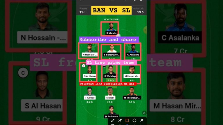 Ban vs SL l sl vs ban dream11 team l dream11 free prime team l 5 lakhs free giveaway l gl 1cr win