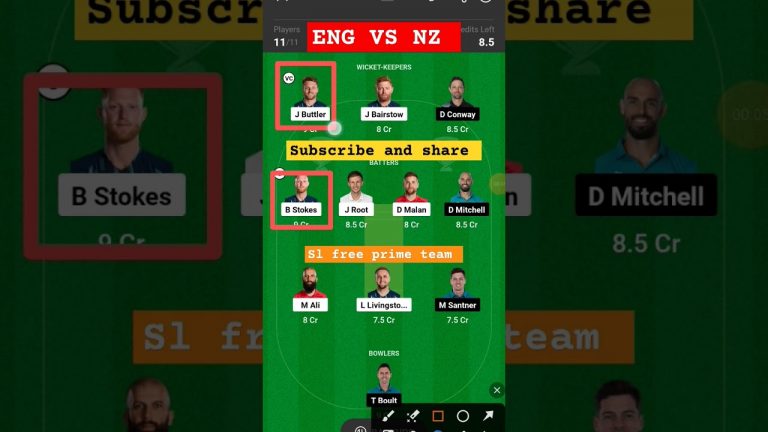 Eng vs nz l NZ vs eng dream11 team l dream11 free prime team l 5 lakhs free giveaway l gl 1cr win