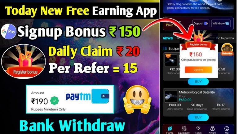 New free earning app sign up bonus=150 daily Claim=20 per Refer=15 Bank withdraw new app 2023