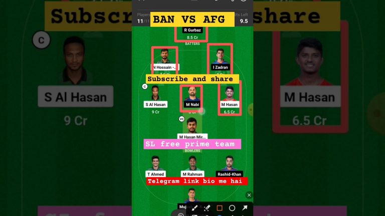 afg vs ban l ban vs afg dream11 team l dream11 free prime team l 5 lakhs free giveaway l gl 1cr win