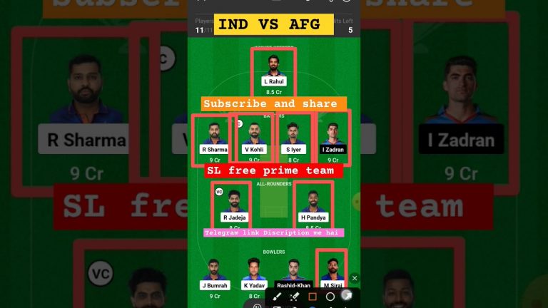 ind vs afg l afg vs ind dream11 team l dream11 free prime team l 5 lakhs free giveaway l gl 1cr win