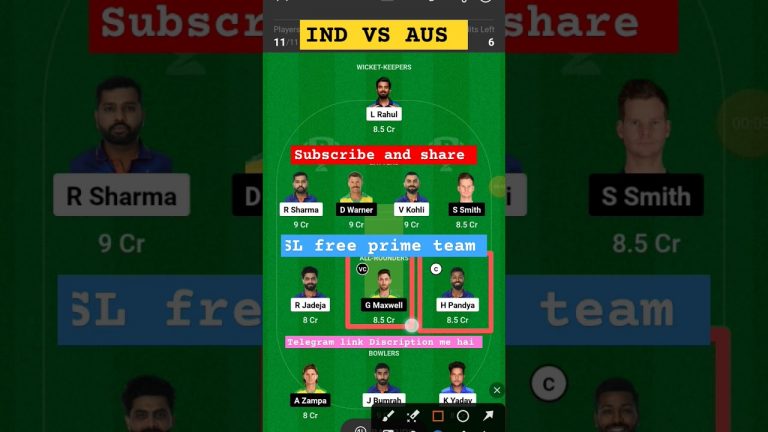 ind vs aus l aus vs ind dream11 team l dream11 free prime team l 5 lakhs free giveaway l gl 1cr win