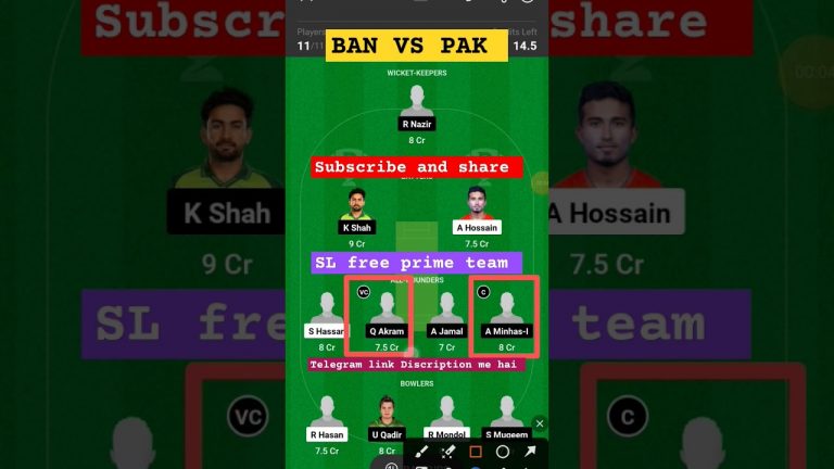 pak vs ban l ban vs pak dream11 team l dream11 free prime team l 5 lakhs free giveaway l gl 1cr win