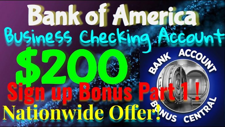 Bank of America $200 Business Checking Account bonus! Nationwide Offer! No Chex! No Direct Deposit!