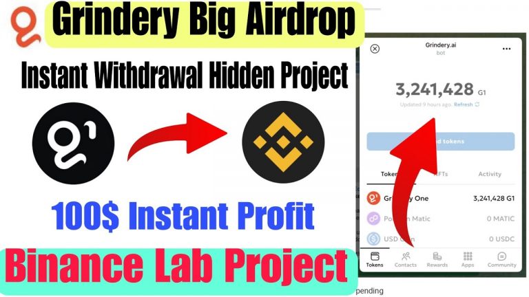 Grindery AI Airdrop | Binance Lab Backed Project | Instant Withdrawal Airdrop | New Crypto Airdrop