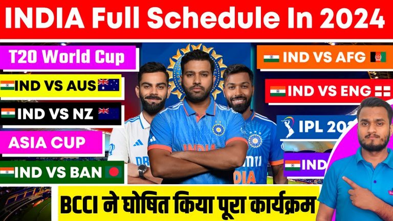 BCCI Announce India Full Schedule In 2024 | India All Tour, Series, Match Schedule, Date,Time, Venue