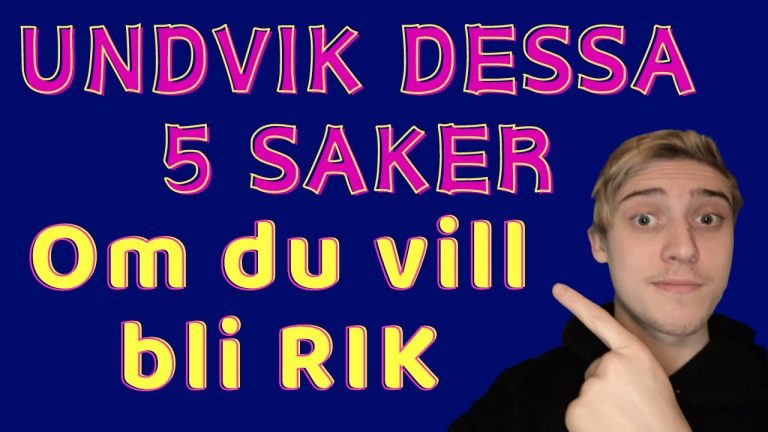 Undvik Dessa 5 Saker om DU vill bli RIK