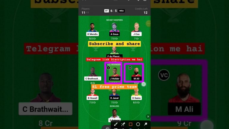 bt vs msa l msa vs bt dream11 team l dream11 free prime team l 5 lakhs free giveaway l dream11