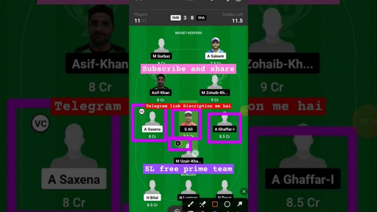 emb vs sha l sha vs emb dream11 team l dream11 free prime team l 5 lakhs free giveaway l dream11