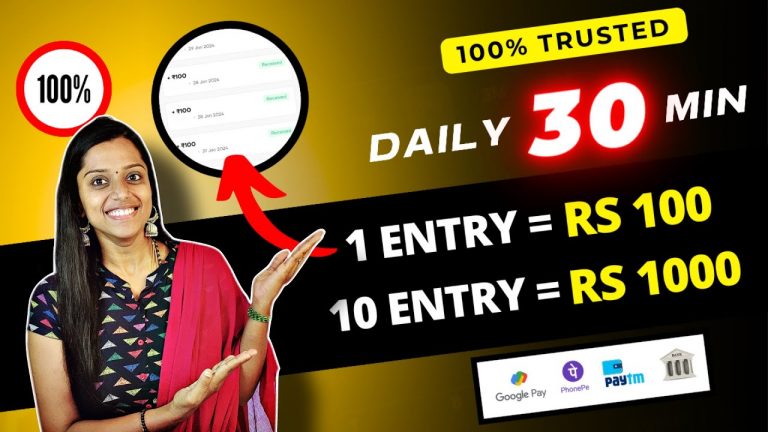 1 Entry = 100 (30 Minutes / Day) Gpay, Phonepe, Paytm | New Earning App | Passive Income | Navi