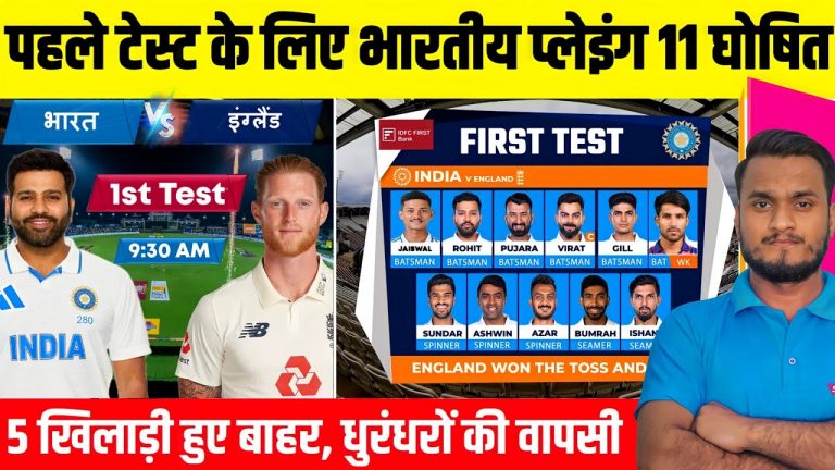 India Vs England 1st Test Match 2024 : India Confirm Playing 11 Announce | Big Changes In Playing Xi