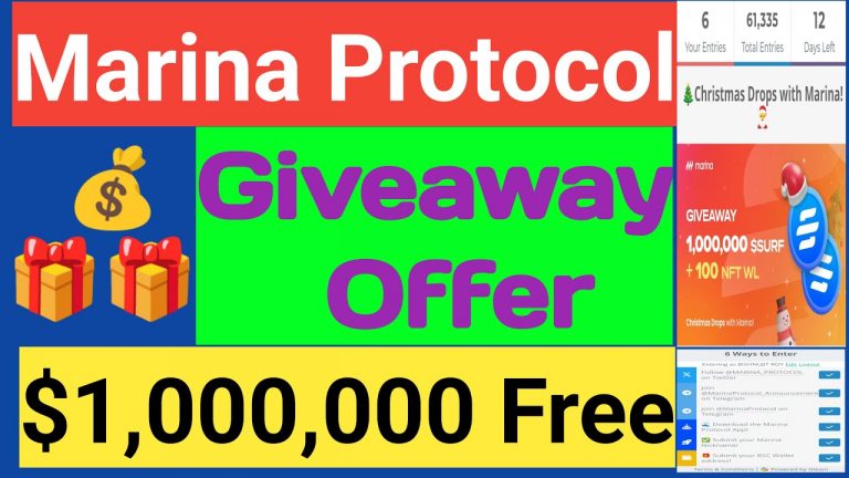 Marina Protocol Giveaway Offer | $1,000,000 SURF Token Free | How To Joint Marina Protocol | SURF