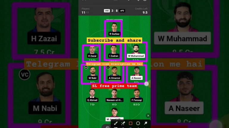 Uae vs afg l afg vs uae dream11 team l dream11 free prime team l 5 lakhs free giveaway l dream11