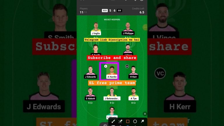 sco vs six l six vs sco dream11 team l dream11 free prime team l 5 lakhs free giveaway l dream11