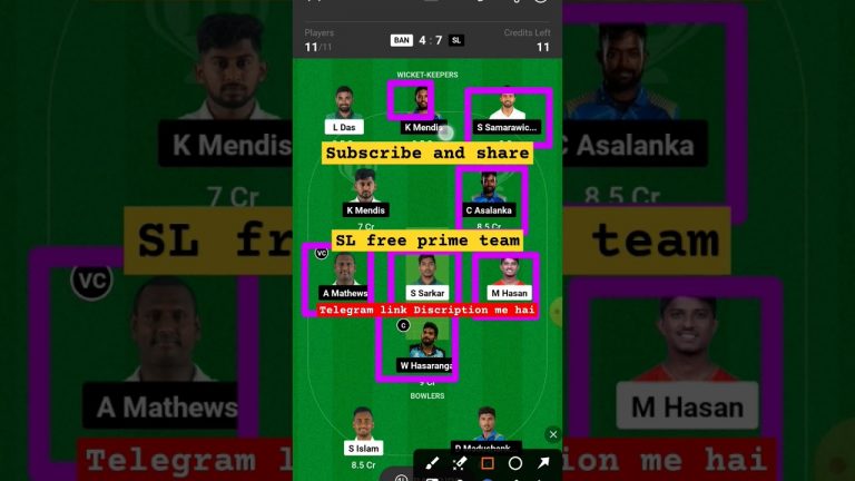 Ban vs SL l sl vs ban dream11 team l dream11 free prime team l 5 lakhs free giveaway l dream11