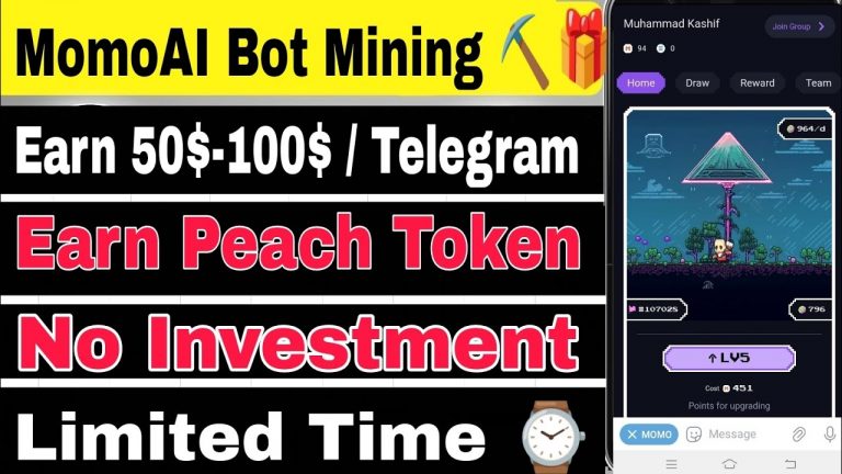 MomoAi Mining Bot || Earn 50$-100$+ / Telegram || Earn Peach Token || Limited Time Airdrop