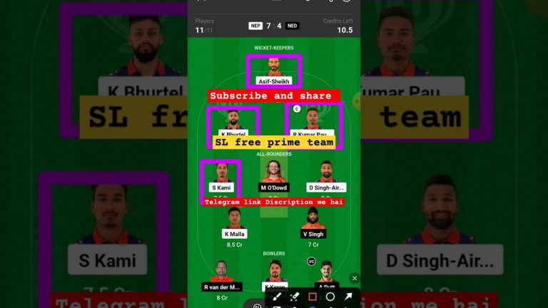 Nep vs ned l ned vs nep dream11 team l dream11 free prime team l 5 lakhs free giveaway l myfab11