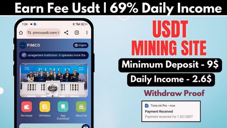 New Usdt Mining Site | usdt earning site | trx usdt mining app | Cloud Mining | usdt investment Site