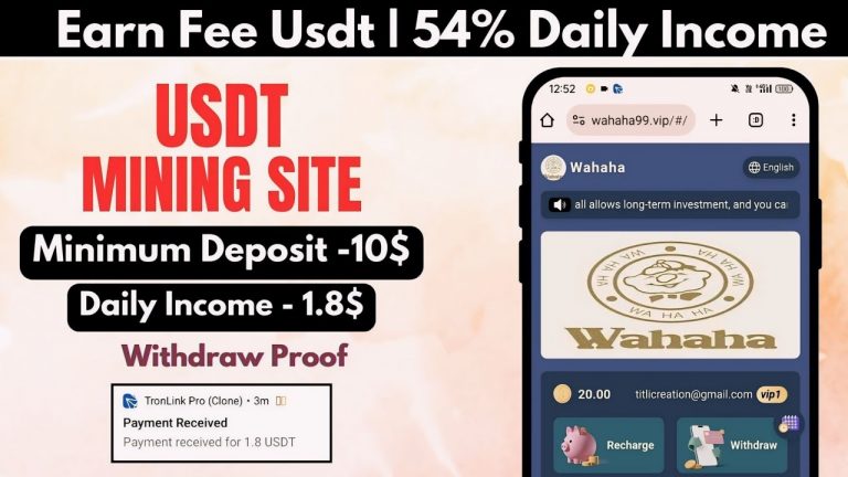 New Usdt Mining Site | usdt earning site | trx usdt mining app | Cloud Mining | usdt investment Site