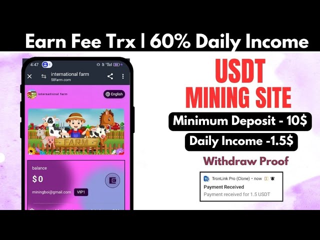 New Usdt Mining Site | usdt earning site | trx usdt mining app | Cloud Mining | usdt investment site