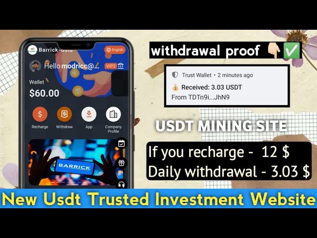 New Usdt Mining Site | usdt earning site | trx usdt mining app | Cloud Mining | usdt investment site