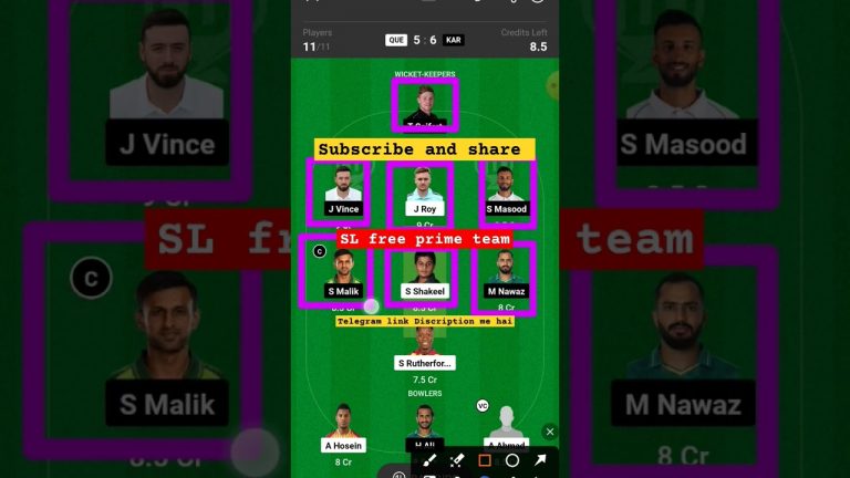 Que vs kar l kar vs que dream11 team l dream11 free prime team l 5 lakhs free giveaway l dream11