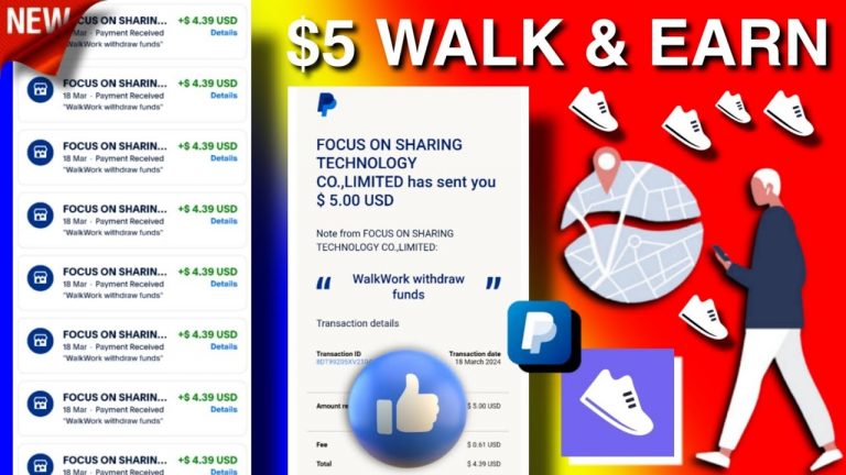 WalkWork App Payment Proof | Walk And Earn Money App | Walk And Earn Money | PayPal Earning Apps