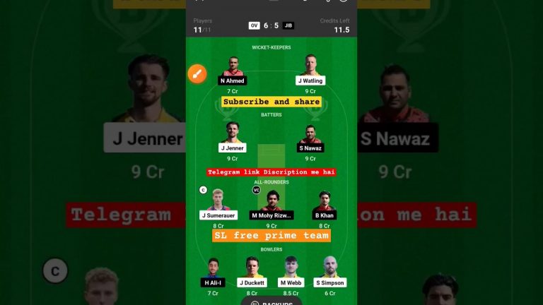 ov vs jib l jib vs ov dream11 team l dream11 free prime team l 5 lakhs free giveaway l dream11