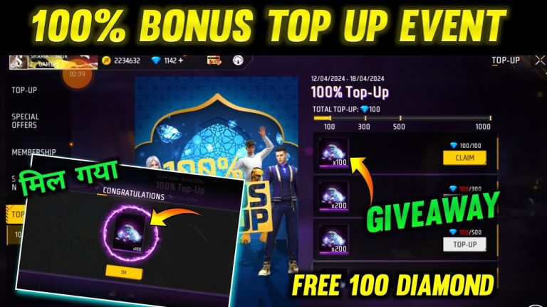 100% Bonus Top Up Event Kya Hai ? ! 12 April 100% Bonus Top Up ! New Top Up Event _ Ff New Event