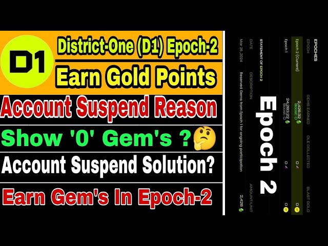 District One (D1) Blast Airdrop Epoch-2 || Account Suspended Why ? || Gold Points || 50% Gems Less