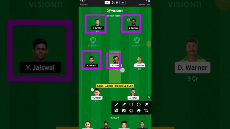 Raj vs del l del vs raj vision11 team l dream11 free prime team l 50 lakhs free giveaway l vision11