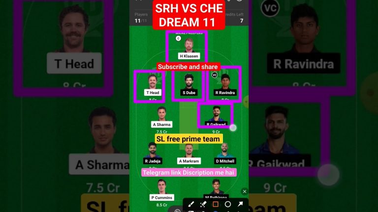 SRH vs Che l che vs srh dream11 team l dream11 free prime team l 50 lakhs free giveaway l dream11