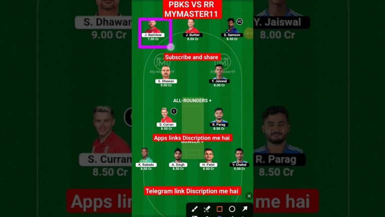 pbks vs rr, rr vs pbks mymaster11 team l mymaster11 free prime team l 50 lakhs free giveaway l