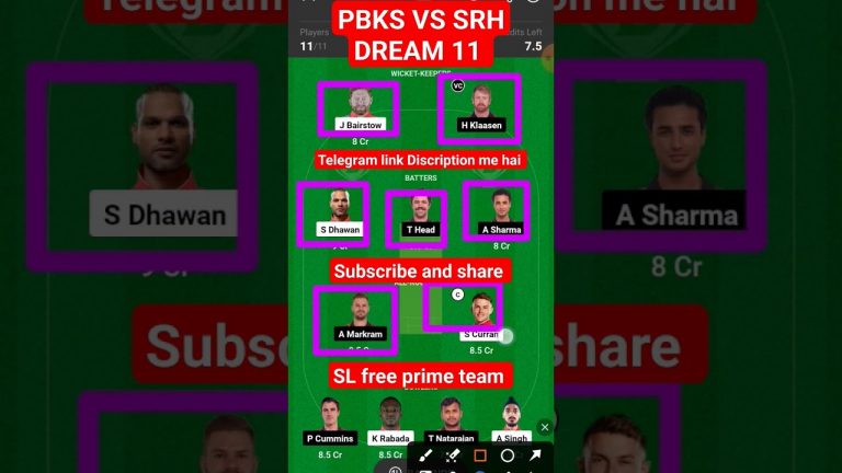 pbks vs srh, srh vs pbks dream11 team l dream11 free prime team l 50 lakhs free giveaway l dream11