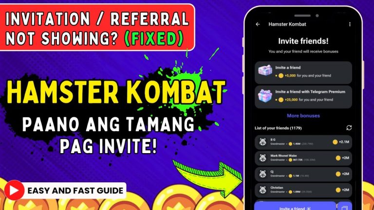 HAMSTER KOMBAT INVITATION AND REFERRAL NOT SHOWING FIXED! GANITO LANG GAWIN NIYO!