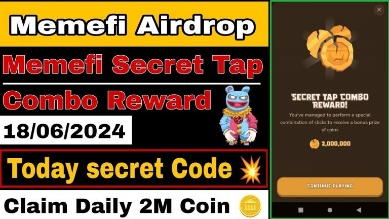 MemeFi Secret Combo Today | Claim Instant 2M Memefi Coins | Memefi Secret Tap Combo Reward Today