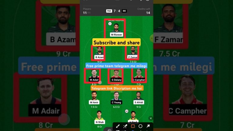 Pak vs ire 36th dream11 team l dream11 free prime team l 50 lakhs free giveaway l Dream11