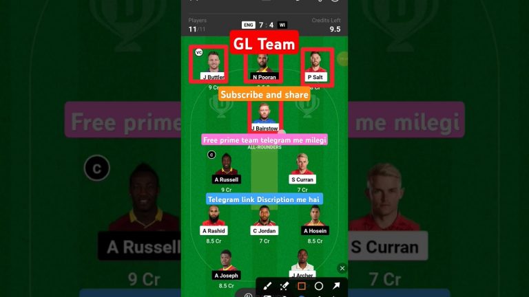 Wi vs Eng GL 42nd dream11 team l dream11 free prime team l 50 lakhs free giveaway l Dream11