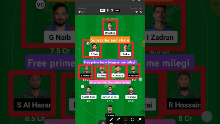 Afg vs Ban 52nd dream11 team l dream11 free prime team l 50 lakhs free giveaway l Dream11