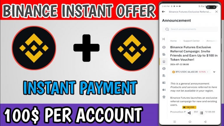 BINANCE NEW INSTANT PAYMENT| 100$ PER USER NEW REFFER OFFER BINANCE INSTANT PAYMENT #digitaltricks