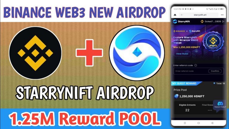 BINANCE WEB3 NEW AIRDROP STARRYNIFT NEW AIRDROP TODAY 1.25M REWARD POOL #digitaltricks #binanceloot