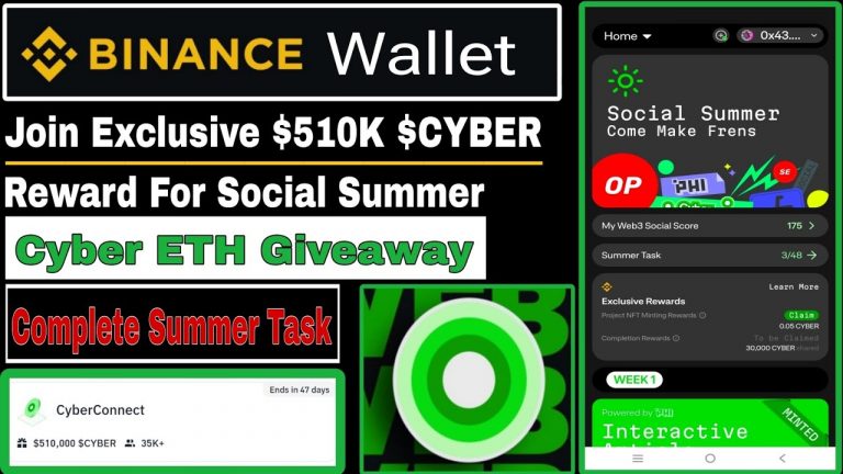 Binance CyberConnect Web3 Airdrop | Complete Cyber Social Summer Task | $510K $Cyber Reward Pool