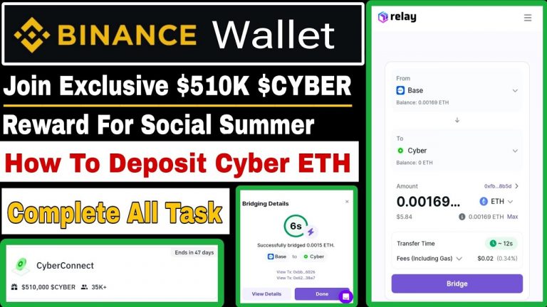 Binance New Cyber Connect Web3 Airdrop | How To Deposit Cyber ETH | Binance Web3 Airdrop