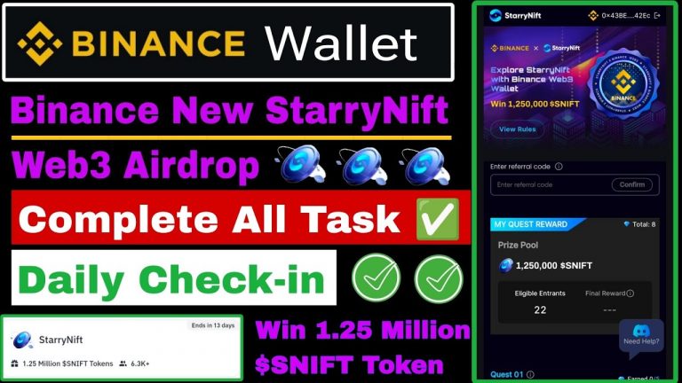 Binance New StarryNift Web3 Airdrop | Win 1.25-Million $SNIFT Token | Binance Web3 Airdrop