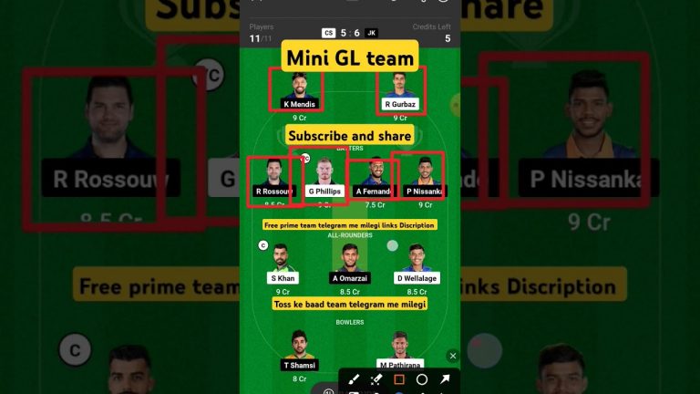 CS vs jk mini GL dream11 team l dream11 free prime team l 50 lakhs free giveaway l Dream11