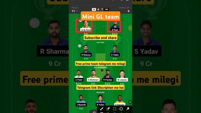 Ind vs Sa Final Mini GL dream11 team l dream11 free prime team l 50 lakhs free giveaway l Dream11